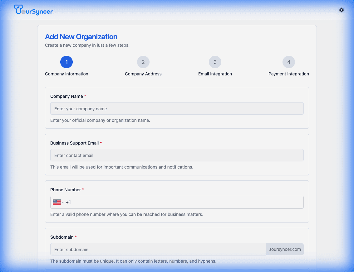 Create a New Organization - Step by Step Guide screenshot