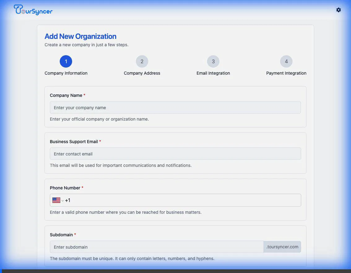 Create a New Organization - Step by Step Guide animated demonstration